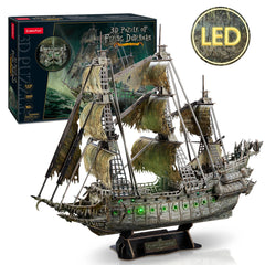 CubicFun 3D Puzzles Green LED Flying Dutchman Pirate Ship Model 360 Pieces Kits Lighting Building Ghost Sailboat Gifts for Adult