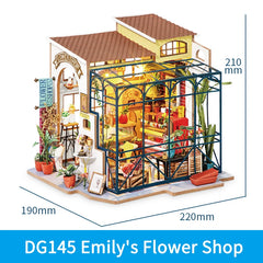 Robotime DIY Dollhouse Kit Mini House with Furnitures Accessories 1:24 Scale Craft Kit Emily's Flower Shop