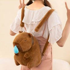 Capybara Plush Backpack With Snot Bubbles Lightweight Cartoon Capybara Shoulders Bag Cute Bookbag Casual Bag For Child