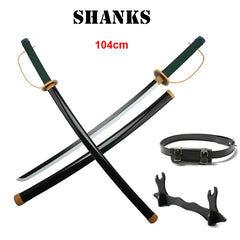 Roronoa Zoro Katana Anime Cosplay Wooden  Sword Toy Shanks Weapons Props Role-playing Halloween Gifts with Belt and Sword Holder