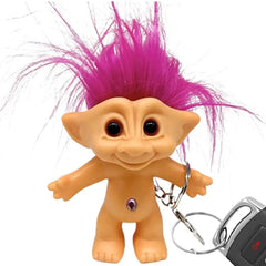 Troll Doll Key Ring Good Luck Troll Dolls Key Holder 10cm Crazy Colour Hair Figurine Key Ring Cute Cartoon Bag Purse Charm Kids
