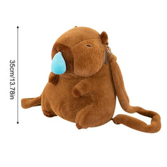 Capybara Plush Backpack With Snot Bubbles Lightweight Cartoon Capybara Shoulders Bag Cute Bookbag Casual Bag For Child