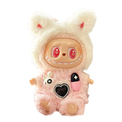 17cm Mini Plush Doll's Clothes Outfit Accessories for Korea Kpop Labubu Dolls Sit Party Overalls Clothing Gift (Only clothes)