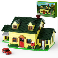 BuildMOC Familyed House Building Blocks Set Guy Movie Yellow Home Hut Model Bricks Toys Fans Children Gifts(1256 Pcs)