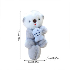 Cute Otters Holding Fish Plush toy soft Stuffed Animal Doll Key rings School Bag Pendant Props Keychain Accessories