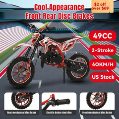 49cc 2-Stroke Kids Pocket Motorcycle Children Mini Off Road Mini Dirt Bike Kids Pocket Motorbike With Front Rear Disc Brakes
