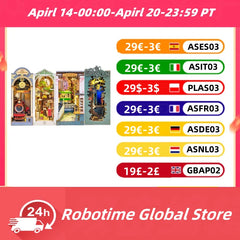 Robotime Rolife Book Nook DIY Dollhouse Furniture 4 Kinds Booknook Bookends Model Kit with LED Light for Bookshelf Insert Decor