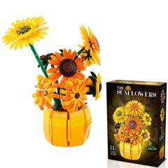 1009PCS Sunflower Building Blocks Flower Bouquet Vase Model Bricks Set Idea Home Decoration Kids Educational Toys Holiday Gifts