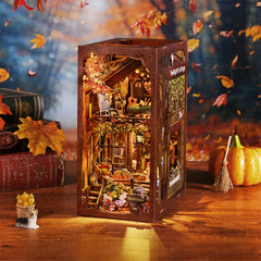 Book Nook Kit My Puppy Family DIY Wooden Puzzle Bookshelf Insert Decor Dollhouse Model Bookend Building Home Decoration Gifts