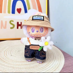 For 15-17 cm v1v2 Labubu Clothes outfit Labubu Sitting Party Bear Label Scarf Hat Bag Dolls Accessories Cute Decoration