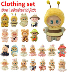 15-17 cm For Labubu v1v2 Clothes outfit For Labubu Sitting Party Bear Label Scarf Hat Bag Dolls Accessories Cute Decoration 