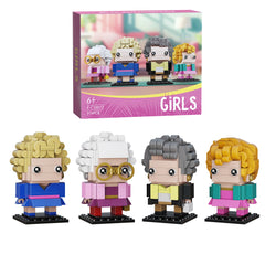 4in1 Golden Funny Girls Building Block Toys Rose Dorothy Blanche Sophia Figure Model Set Collectible Gift for Fans Kids Adults