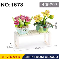 Romantic bouquet Mini Building blocks Girl toys DIY design Valentine building blocks Flower ornaments decorate Christmas gifts