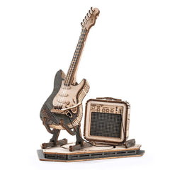 Robotime ROKR Electric Guitar 3D Wooden Puzzle for Kids Adults Assembly Creative Toys Building Block Set for Christmas Gifts