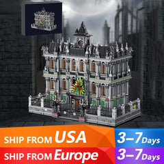 7499PCS Lunatic Hospital Building Blocks Street View Architecture Display Model High Difficulty Assemble Toys Gift for Adult Kid