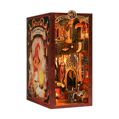 CUTEBEE Book Nook Doll House 3D Puzzle With Touch Light Dust Cover Magic Gift Ideas Bookshelf Insert Toy Gifts Flame Common Room