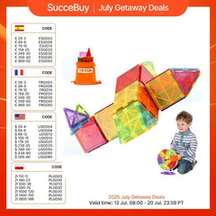 SucceBuy 121PCS Magnetic Building Blocks Set Construction Puzzle Magnetic Sheet Tiles Boys Girls Children Montessori Toys Gifts