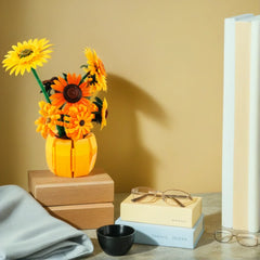 1009PCS Sunflower Building Blocks Flower Bouquet Vase Model Bricks Set Idea Home Decoration Kids Educational Toys Holiday Gifts