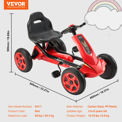 SucceBuy 66lbs Kid Pedal Go Kart 4 Wheel Off-Road Pedal Ride On Toys with Adjustable Seat Outdoor Racer Pedal Car for Boys Girls