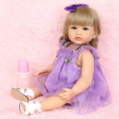 Fashion 55cm Simulation Princess Dolls Toy Mini Cute Purple Dress Baby Series Doll with Golden Curly Hair For Kids Kawaii Dolls