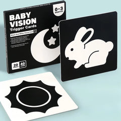 Montessori 0-12M Baby Visual Stimulation Cards Black and White Contrast Cards Stimulate Newborn Visual Early Learning Toys