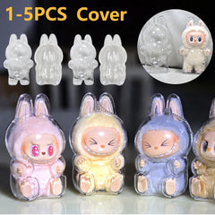 For Labubu Transparent Protective Cover 1-5PC Monster Toy Elf Doll Case Storage Box Cute Elf Plushie Display Cover for Doll Gift