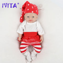 IVITA 10" 100% Full Body Silicone Reborn Bebe Doll Realistic Soft Girl Baby Doll with Eyes Clothes for Children Lifelike Toys 