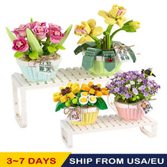 Romantic bouquet Mini Building blocks Girl toys DIY design Valentine building blocks Flower ornaments decorate Christmas gifts