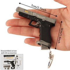 New  2025 Glock 34 Black Grey Tactical Alloy Mini Pistol Keychain Toy 1:3 Scale Shell Ejection Free Assembly Mini Gun Fidget Toy