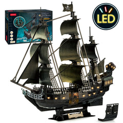 CubicFun 3D Puzzles Ship from PL/US/RU LED Flying Dutchman Pirate Ship Model Queen Anne Revenge Sailboat Titanic Ship Jigsaw