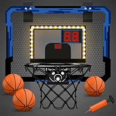 QDRAGON Indoor Basketball Hoop for Kids Door Room Basketball Hoop With LED Lights Basketball Toys for 3 4 5+Year Old Boys Girls