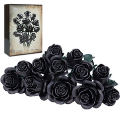 Black Roses Flowers Building Set Artificial Floral Bouquet Brick Kit Gothic Retro Home Decor Blocks Toy for Adults Birthday Gift