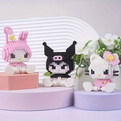 Sanrio Hello Kitty Cute Building Blocks Kawaii Melody Cartoon Building Blocks Assembly Toys Birthday Puzzle Doll Gift
