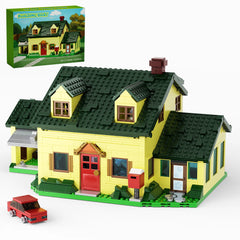 BuildMOC Familyed House Building Blocks Set Guy Movie Yellow Home Hut Model Bricks Toys Fans Children Gifts(1256 Pcs)