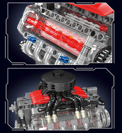 Mould King 10171 V8 Engine LSX454 Building Blocks Sets 8-Cylinder Car Building Engineering Toys for Kids Adults Gift (487+pcs)