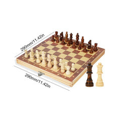 Wooden Chess Set Folding Magnetic Large Board With 34 Chess Pieces Interior For Storage Portable Travel Board Game Set For Kid