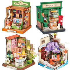 Robotime Rolife Miniature House for Kids 4 Kinds of Beautiful Design Wooden Toys for Girls Play Building Kits with Family