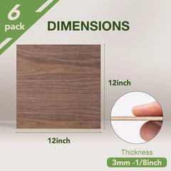 Robotime 6 Pack Maple Plywood 1/8 12x12x1/8inch 3mm Wood Sheets Thin Unfinished Maple Plywood for Laser Cutting and Engraving