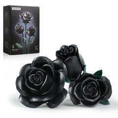 Black Roses Flowers Building Set Artificial Floral Bouquet Brick Kit Gothic Retro Home Decor Blocks Toy for Adults Birthday Gift