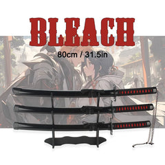 80cm Anime Bleach Katana Swords Kurosaki Ichigo Ninja Blade Cosplay Prop Wooden Anime Katana  Zangetsu Decorative