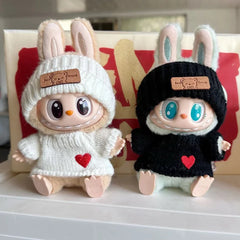 17cm Mini Plush Doll'S Clothes Outfit Accessories For Korea Kpop Exo Labubu II Idol Dolls Sitting Party Plaid overalls Clothing