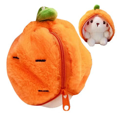 Plush Bunny Doll Reversible Stuffed Animal Carrot Rabbit Figurine Adorable Plush Bunny Toy For Girls Boys Kids Teens Adults