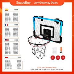 SucceBuy Kids Sports Toys Basketball Balls Wall Type Foldable Basketball Hoop Throw Outdoor Indoor Games for Boys Girls 3+ Gift