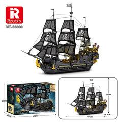 4708PCS Black Pearl Pirate Ship Model Building Blocks Set Movie Skeleton Adventure Boat Bricks Diy Toys For Kids Holiday Gifts