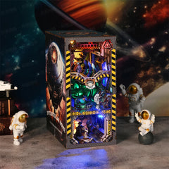 Book Nook Kit Apollo Bricks Space Exploration Model Build 3D Wooden Puzzle DIY Bookshelf Miniatural Astrona Dollhouse Decoration