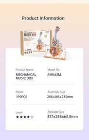 Robotime Rokr 3D Wooden Puzzle Symphony of Gorgeous Dreams Mechanical Music Box Pre-colored Design Gift for Family Kids BuildToy