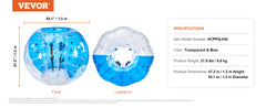 VEVOR 5FT/1.5M Inflatable Bumper Ball BBody Bubble Zorb Ball for Teen & Adult Body Bubble Soccer Balls PVC Hamster Bubble Balls